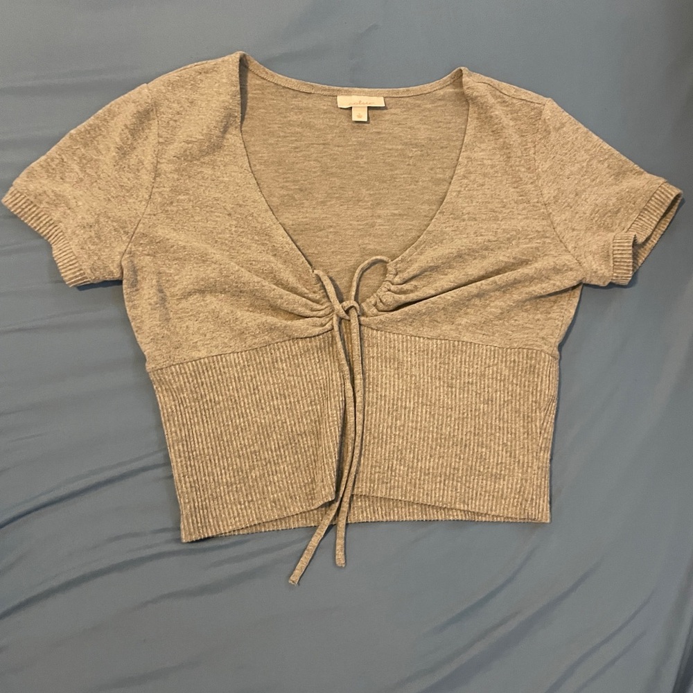 Colsie Light Gray Ribbed Crop Top